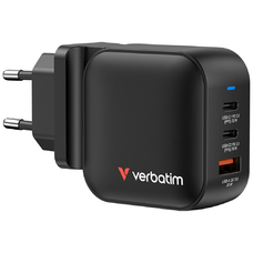 Verbatim Mini GaN 70W 2xUSB-C PD/1x USB-A QC hálózati töltő adapter fekete