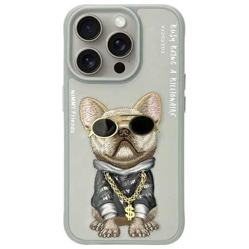 iPhone 15 Pro Max szürke Nimmy Glasses Cool Dog tok iPhone 15 Pro Max szürke Nimmy Glasses Cool Dog tok