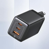 USAMS US-CC180 65W Sandru sorozatú fali töltő 2xUSB-C + 1xUSB (csak fej) GaN PD3.0 + QC3.0 Gyors töltés fekete - 0. kép