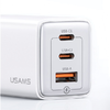 USAMS Töltő 2xUSB-C+1xUSB 65W(csak fej) GaN PD3.0 +QC3.0 Gyors Töltés lila/átmenetes lila San - 1. kép