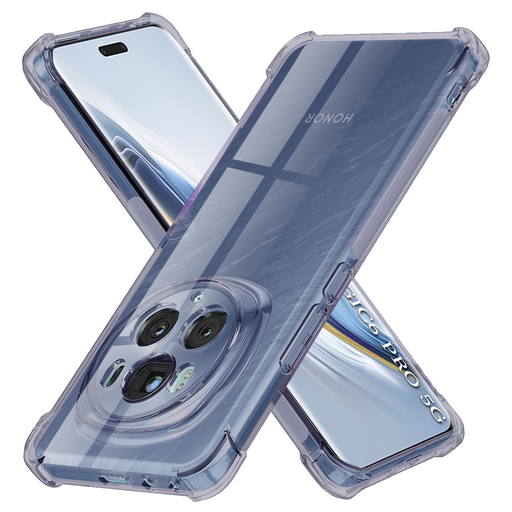 Honor Magic6 Pro Smoke Black Techsuit - Shockproof Clear Silicone tok Honor Magic6 Pro Smoke Black Techsuit - Shockproof Clear Silicone tok
