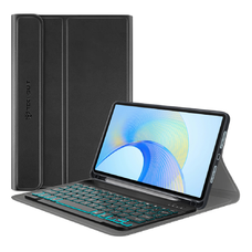 Honor Pad X9 / X8 Pro Techsuit CozyTab tok (ceruzatartóval/RGB vezeték nélküli mágneses billentyűzettel) - Fekete