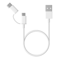 USB-A - microUSB / USB-C kábel Xiaomi Mi 2in1, 18W, 2.4A, 0.3m, Fehér SJV4083TY