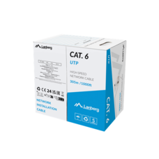 Lanberg Cat.6 U/UTP rézzel bevont (CCA)  fali kábel, 305m, AWG 23, 250Mhz, Fca, szürke