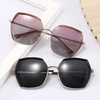 Napszemüveg Techsuit Polarized (9768) - Hatszögletű, UV védelemmel és fém kerettel - Barna / Arany / Rózsaszín. - 0. kép