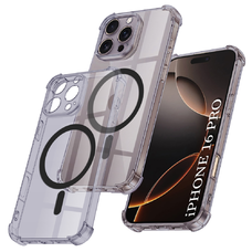 iPhone 16 Pro Smoke Black Techsuit - Shockproof Clear Silicone MagSafe tok