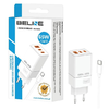 Beline 2x USB-C + 1x USB 65W + USB-C kábel fehér PD 3.0 + QC 3.0 BLN3CW65C GaN töltő - 0. kép