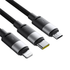 Data Cable Baseus USB to Type-C, Lightning, Micro-USB, 100W, 1.5m - Cluster Black - 1. kép