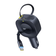 Baseus PrimeTrip VR2 autós töltő (C0206400) - visszahúzható kábellel, 2 x Type-C, 30W - fekete