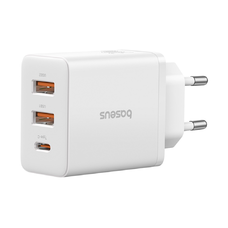 Wall Charger Baseus GaN 2x USB, Type-C, Gyors töltés, 30W - Fehér