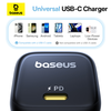 Baseus Wall Charger PicoGo (P10176800123-00) - GaN, Gyors Töltés, 45W, USB-C - Kozmikus Fekete - 4. kép
