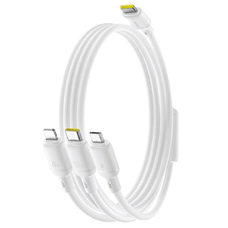 Baseus Data Cable Silky - Gyors töltés, Type-C to Micro-USB, Lightning, USB-C, 100W, 1.5m - Holdfehér