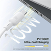 Baseus Data Cable Silky - Gyors töltés, Type-C to Micro-USB, Lightning, USB-C, 100W, 1.5m - Holdfehér - 3. kép
