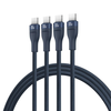 Baseus - Adatkábel Flash sorozat 3 (P10377503321-00) - Gyors töltés, USB-C 3x Type-C, 3 az 1-ben, PD100W, 480Mbps, 1,5m - Kék - 0. kép