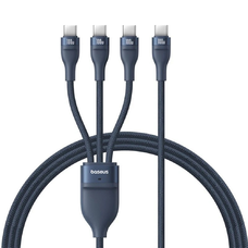 Baseus - Adatkábel Flash sorozat 3 (P10377503321-00) - Gyors töltés, USB-C 3x Type-C, 3 az 1-ben, PD100W, 480Mbps, 1,5m - Kék