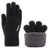 iWarm Érintőképernyős kesztyűk (ST0005) - Kétrétegű és bársony/akril, Méret 21cm - Fekete - 2. kép