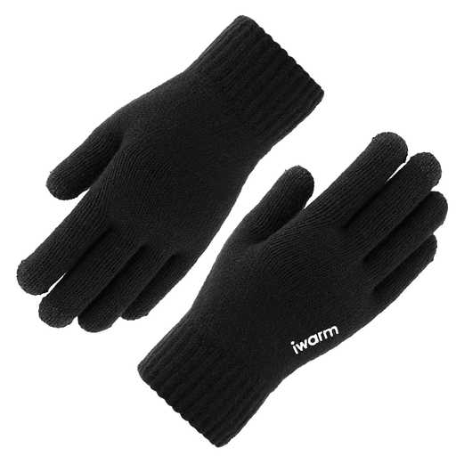 iWarm Érintőképernyős kesztyűk (ST0005) - Kétrétegű és bársony/akril, Méret 21cm - Fekete