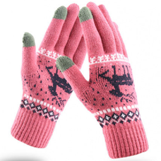 Érintőképernyős Kesztyűk Techsuit Raindeer (ST0002) - Gyapjú - Sötét Rózsaszín