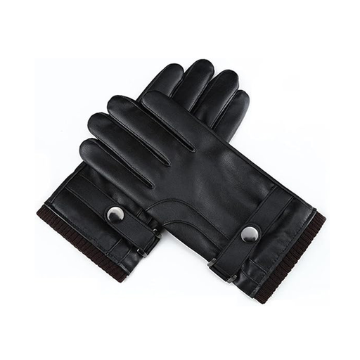 Érintőképernyős kesztyű Techsuit (OG102) - PU, Elegáns design, Szélálló, Egy méret - Fekete