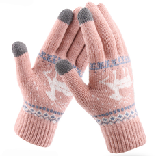 Touchscreen Gloves Raindeer (ST0002) - Gyapjú - Pink Techsuit kesztyű