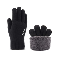 Iwarm Kesztyűk (ST0018) - Premium Gyapjú, Csúszásmentes Részletekkel, Méret 21cm - Fekete
