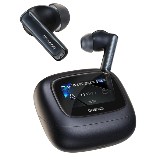 Baseus - Vezeték nélküli fülhallgatók M2s Ultra (A00074101123-00) - Igazán vezeték nélküli, Bluetooth 5.4, 4-mikrofon zajcsökkentés, intelligens kijelző - Fekete