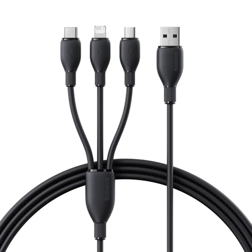 Baseus Ultra-Fast adatkábel (P10376303121-00) - Gyors töltés, USB-Micro-USB, Lightning, USB-C, 3.5A, 1.3m - Fekete