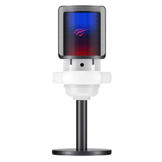 Havit Asztali Mikrofon (GK50) PC-hez, Laptophoz, Telefonhoz, RGB Fény, NR, 30-20000 Hz, Kardioid, USB-C Kábellel, 1.8m - Fekete