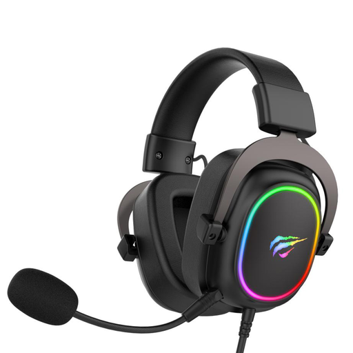 Havit - Gaming Fejhallgató (H2002P) - RGB-vel, Mikrofonnal, 53 mm-es Hangszóróval, 2 m Kábel - Fekete