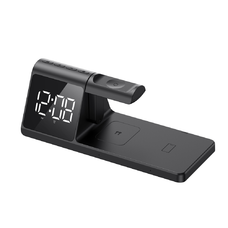 Wireless Charging Station 3in1 (W3042) Óra Kijelzővel és Ébresztővel, 15W - Fekete - Havit