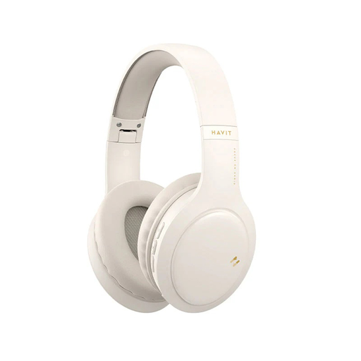 Havit Vezeték nélküli fejhallgató (H633BT) - mikrofonnal, Bluetooth 5.1, összecsukható, gombvezérlés, AUX, USB-C, 350mAh - Bézs