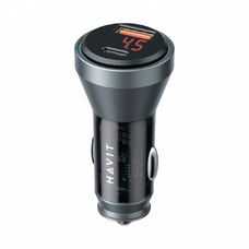 Havit Autós Töltő (CC2017) - Type-C, USB, 45W, 3A, Látható Belső Szerkezeti Dizájn - Fekete/Kék