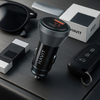 Havit Autós Töltő (CC2017) - Type-C, USB, 45W, 3A, Látható Belső Szerkezeti Dizájn - Fekete/Kék - 3. kép