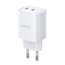Wall Charger Havit UC45W EU - GaN, 2 x Type-C, PD45W, ABS, PC - Fehér