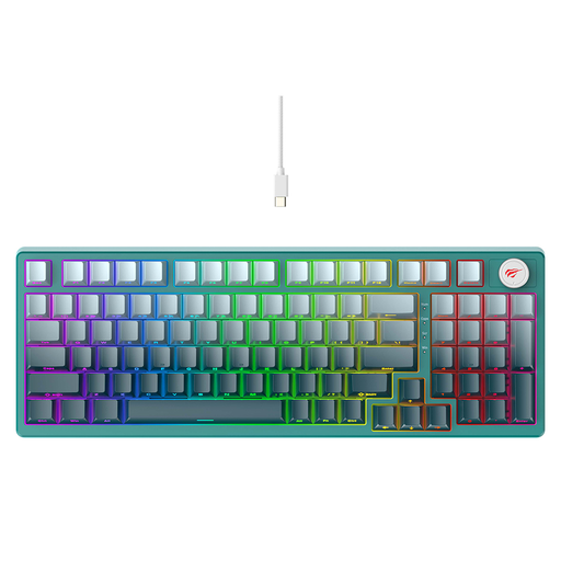 Gaming Keyboard (KB899L) Havit - USB-C, RGB világítás, 1.8m, 350mA - Fehér / Zöld