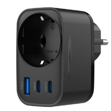 Havit Fali Töltő (UC142 EU) - EU Aljzat, 2x Type-C, USB, 30W - Fekete