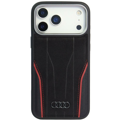 iPhone 17 Pro Audi R8 Eredeti Bőr MagSafe tok fekete-piros iPhone 17 Pro Audi R8 Eredeti Bőr MagSafe tok fekete-piros
