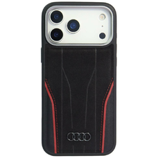 iPhone 17 Pro Max Audi R8 eredeti bőrtok fekete-piros tok