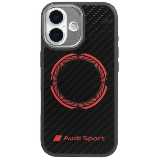 iPhone 17 Audi RSQ Carbon Fiber Sport Piros Kör MagSafe tok fekete iPhone 17 Audi RSQ Carbon Fiber Sport Piros Kör MagSafe tok fekete