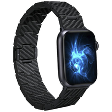 Apple Watch 1/2/3/4/5/6/7/8/9/10/SE/Ultra/Ultra2 PITAKA Carbon Fiber Retro szíj fekete szürke