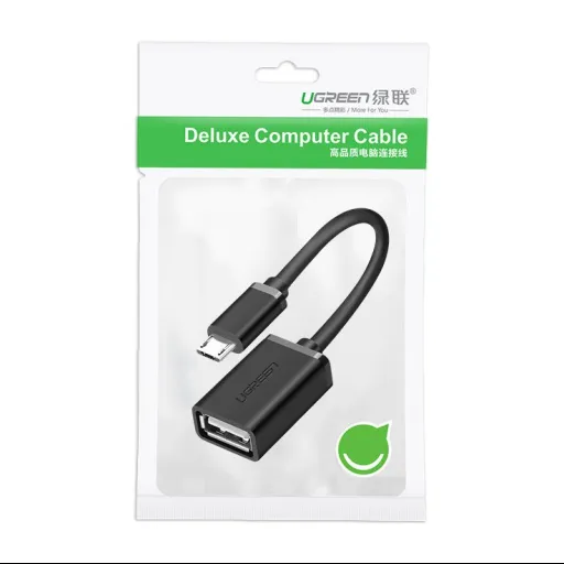 Ugreen USB (aljzat) - micro USB (csatlakozóvég) OTG kábel adapter 12cm USB 2.0 480Mbps fekete (US133 10396)