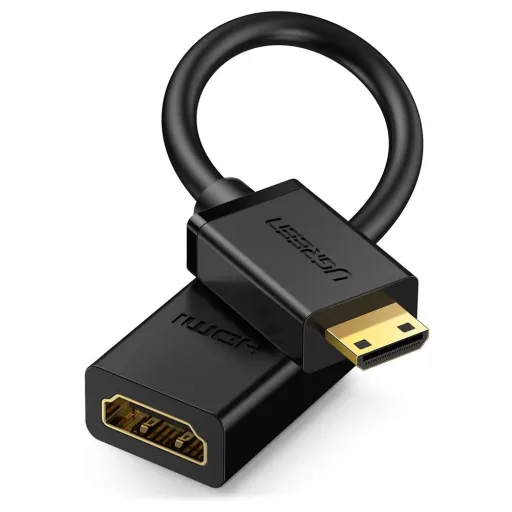 Ugreen HDMI (aljzat) - mini HDMI (csatlakozó) kábel adapter 4K 60Hz Ethernet HEC ARC 32 csatornás audio  22cm fekete (20137)