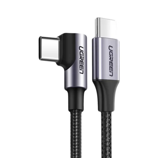 Ugreen USB Type-C - USB Type-C kábel döntött fejjel PD 60W 20V 3A 1m szürke/fekete (US255 50123)