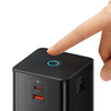Baseus MERIKAI DUGÓVAL Wall Charger PowerCombo Digital Hosszabbító (PSLR000101) - 3xAC, USB, Type-C kábellel, 65W - Fekete - 4. kép