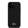 Lacoste Liquid Silicone Microfiber Croc Logo MagSafe tok iPhone 15 Black tok - 1. kép