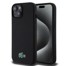 Lacoste Liquid Silicone Microfiber Croc Logo MagSafe tok iPhone 15 Black tok