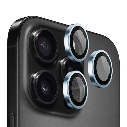 Apple iPhone 13 Pro / iPhone 13 Pro Max Világoskék Blueo - Eredeti Fém Keretes Lencsevédő (3 darab)