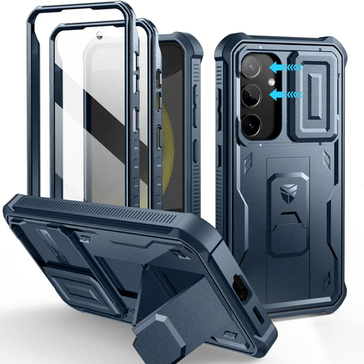 Samsung Galaxy S24 Dexnor 360 ütésálló tok kihajtható állvánnyal és kameravédővel kék Samsung Galaxy S24 Dexnor 360 ütésálló tok kihajtható állvánnyal és kameravédővel kék