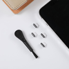 Type-C, Alumínium, Puha Szilikon Techsuit (4 db-os) Anti-Porzáró Dugó Fedél PortShieldX (AD1) Telefon Tisztító Kefével - Fekete/Fehér - 1. kép