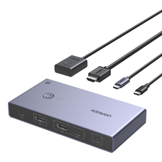 Ugreen CM731 2 az 1-ben USB-C + HDMI KVM kapcsoló